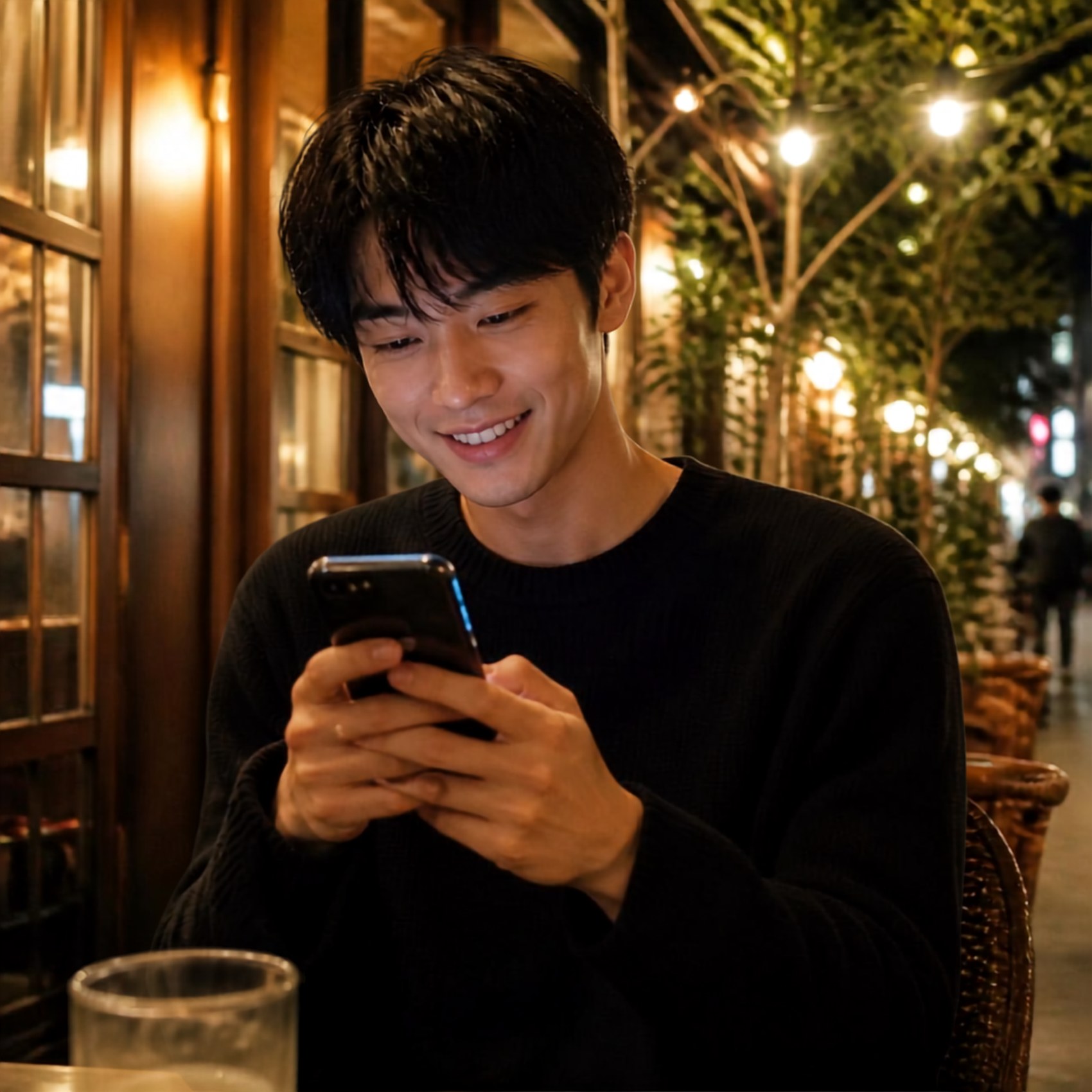 スマートフォンでお店を調べるお客様（イメージ）